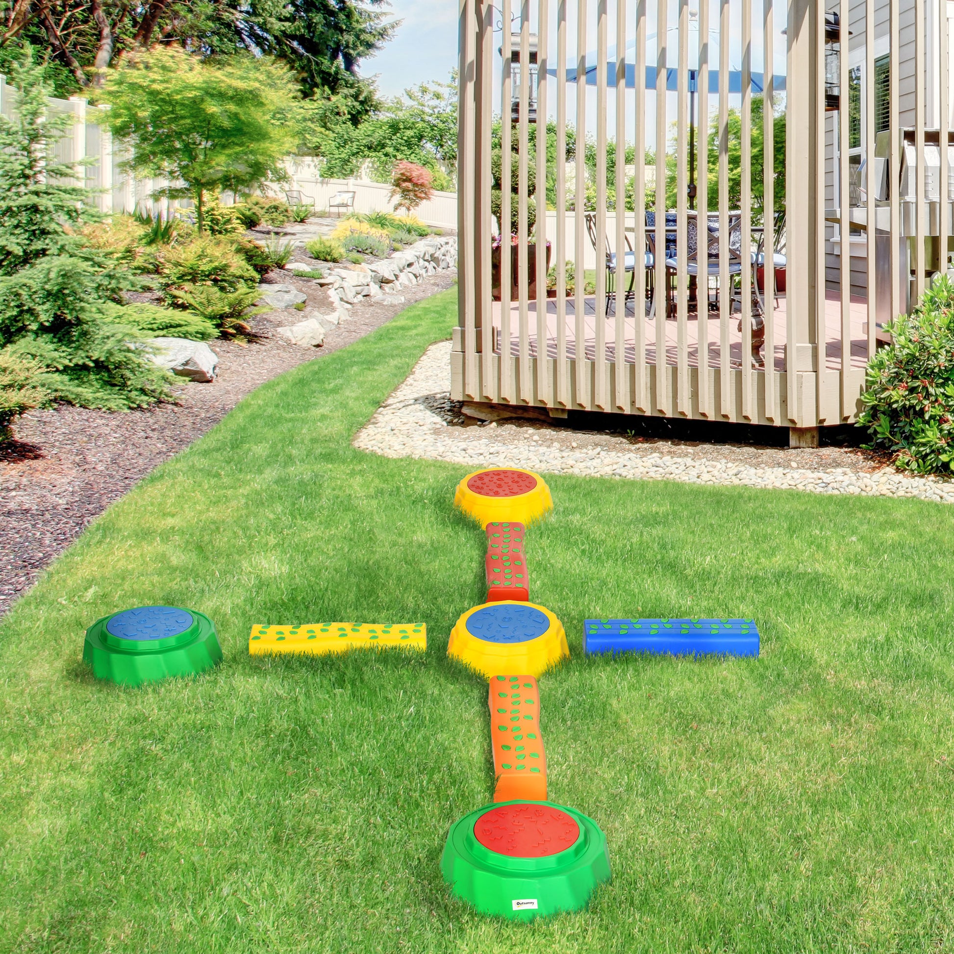 Outsunny Juego De 8 Piezas Viga De Equilibrio Para Niños De 3-6 Años Carga 50 Kg_1