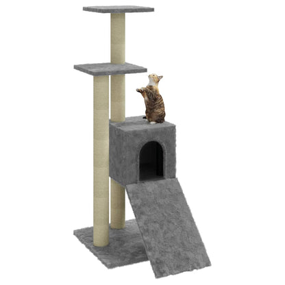Rascador Para Gatos Con Postes De Sisal Gris Claro 92 Cm_3