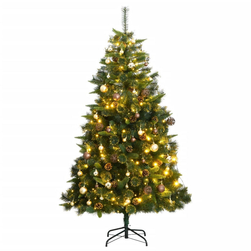 Vidaxl Árbol De Navidad Artificial Con Bisagras 300 Led Y Bolas 210 Cm_0