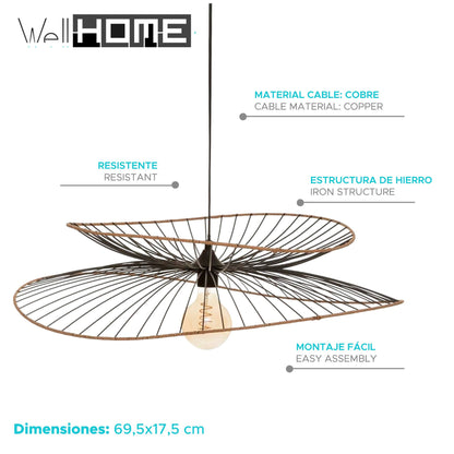 Well Home Lámpara De Suspensión 'alara' Metal Negro Ø69,5x17,5cm_1