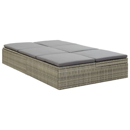 Vidaxl Tumbona Convertible Con Cojín De Ratán Sintético Gris_4