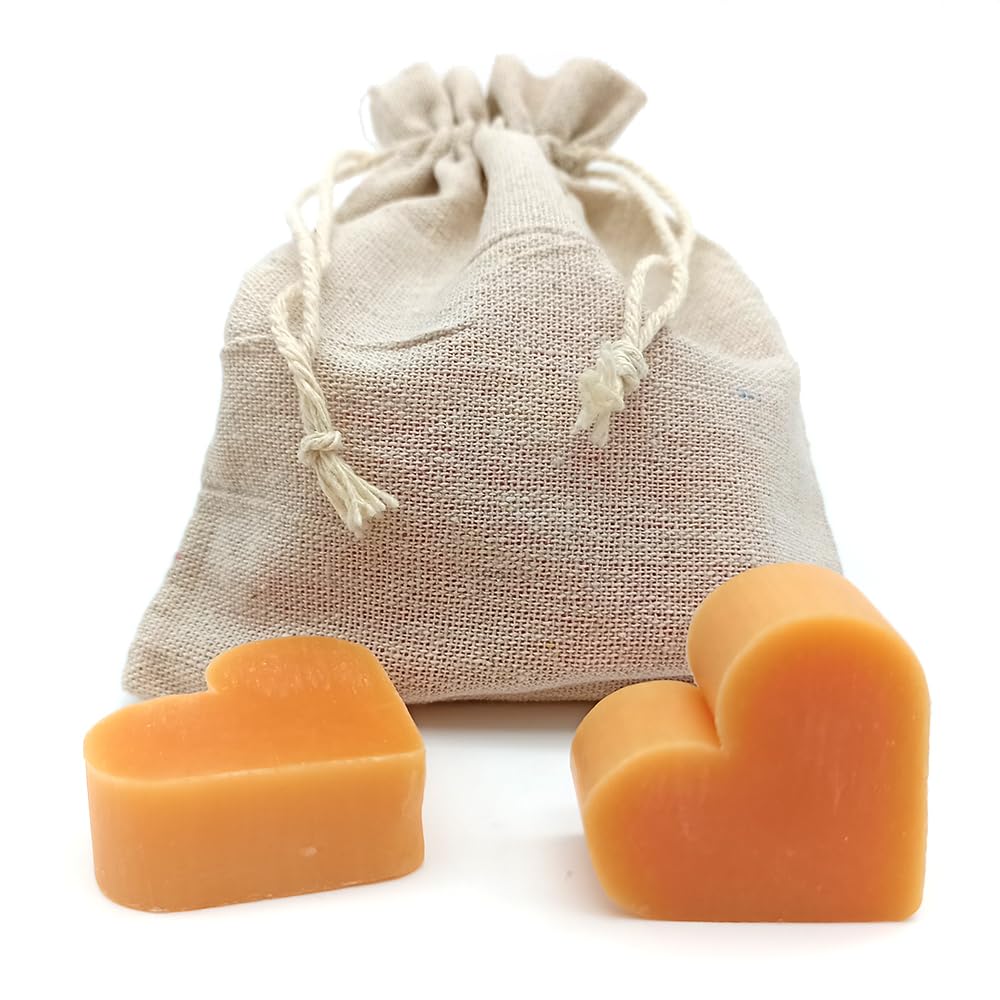 Bolsa Yute Con 5 Jabones - Aroma Naranja Y Jengibre - Jabón De Glicerina Con Forma De Corazón - Detalle Para Invitados_2