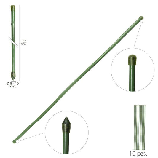 Tutor Varilla Bambú Plastificado Ø 8 - 10 Mm. X 120 Cm. (paquete 10 Unidades)_0