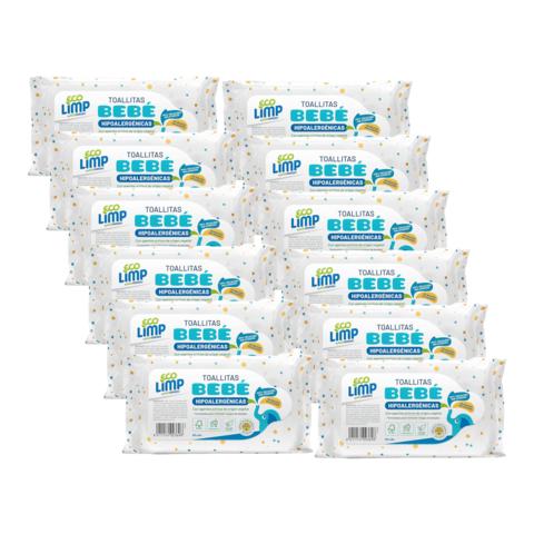 Embalagem de 12 toalhitas Mimidu ECO Baby, 60 unidades 