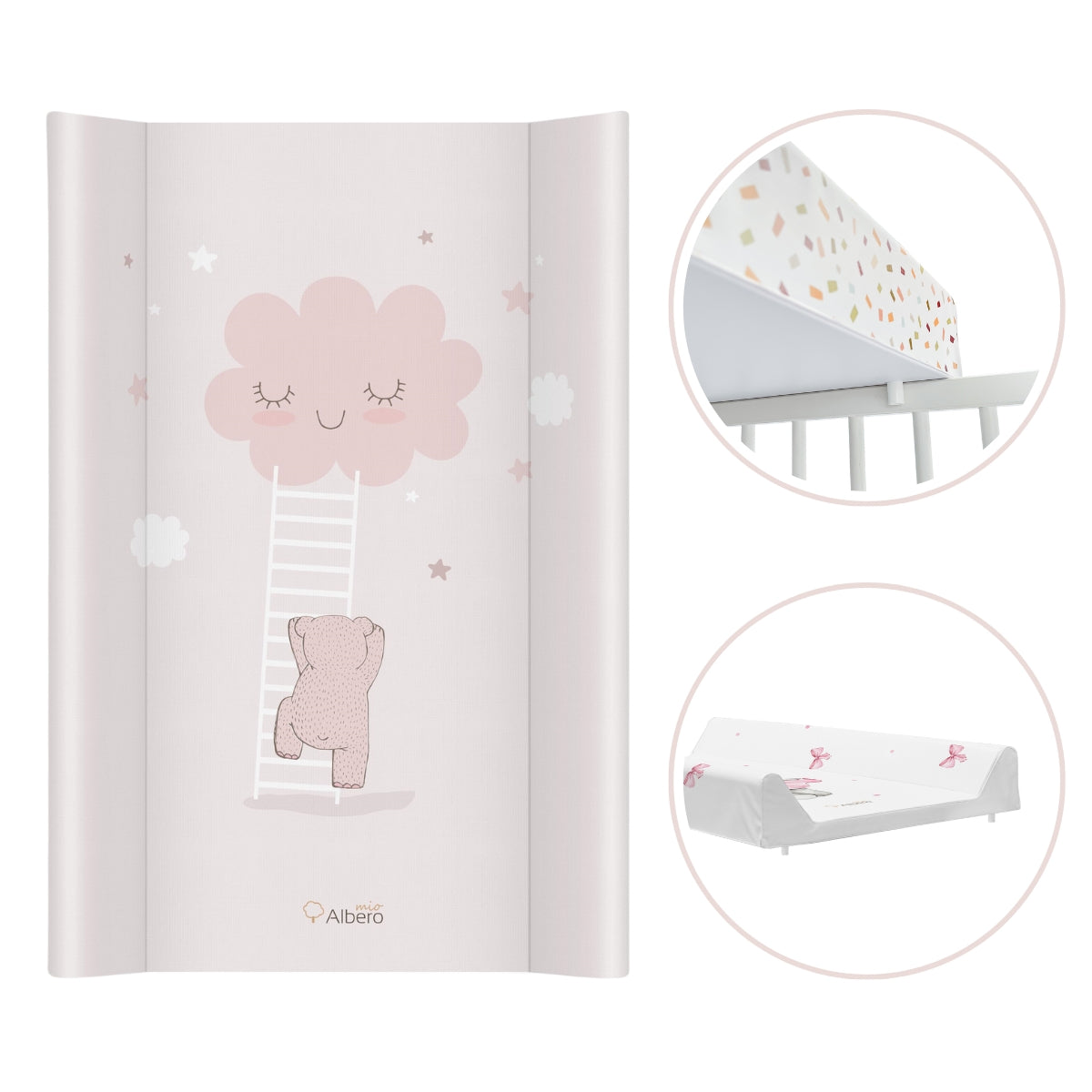 Cambiador Base Rígida Para Cuna 70x47 Nubes Rosa_1