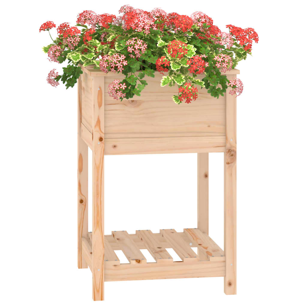 Jardinera Con Estante De Madera Maciza De Pino 54x54x81 Cm_3