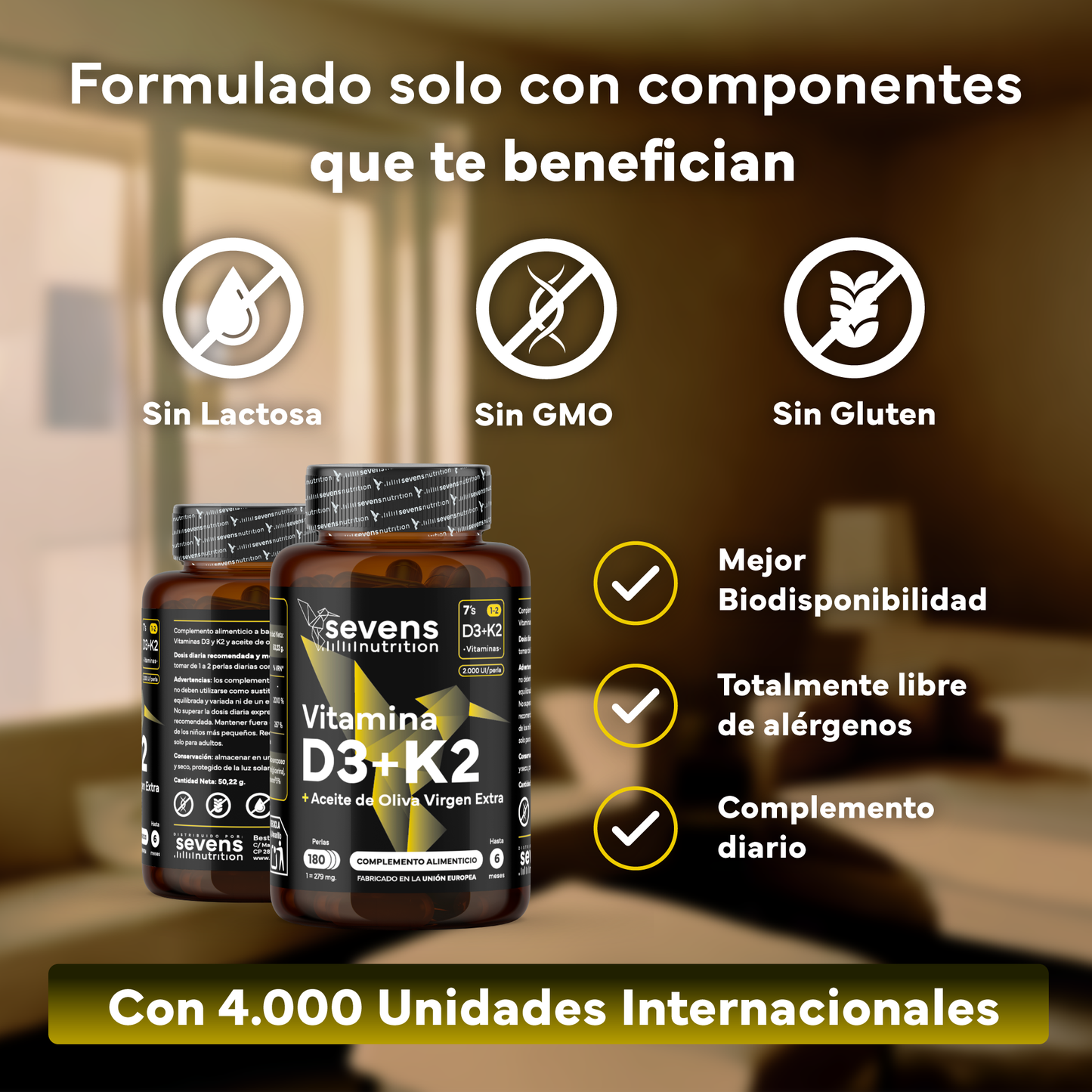 Pack 2x Vitamina D3 + K2 Sevens Nutrition. Saúde Óssea._3