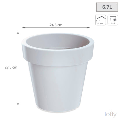 Maceta De Plastico Lofly En Color Blanco 24,5 (largo) X 24,5 (ancho) X 22,5 (alto) Cm