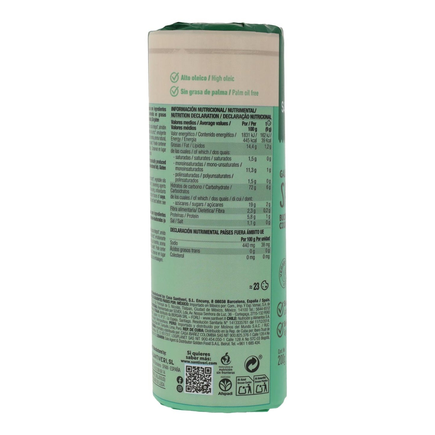 Bolachas integrais biológicas de trigo sarraceno Santiveri 200g