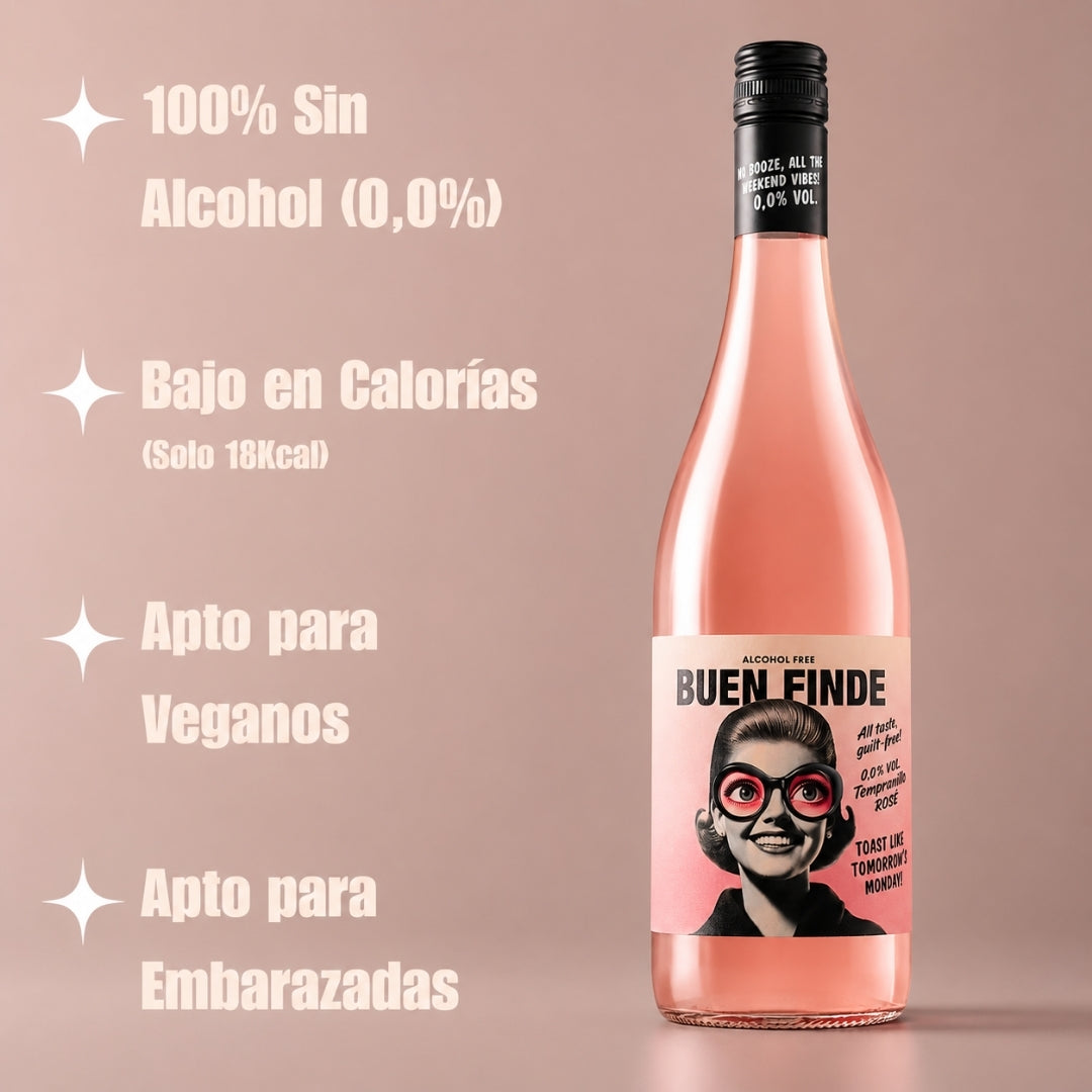 Vino Rosado Sin Alcohol 0,0% Tempranillo | Pack 6 Botellas X 750 Ml | Vino Rosado Desalcoholizado Fresco Y Afrutado_1