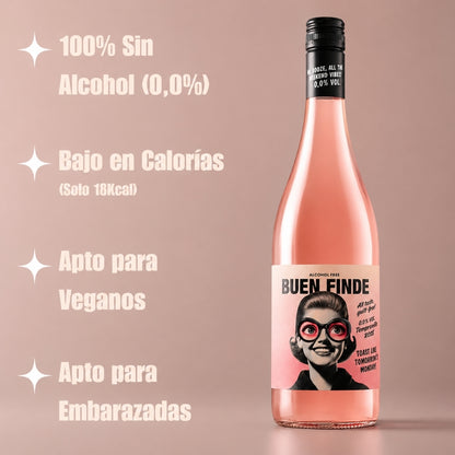 Vino Rosado Sin Alcohol 0,0% Tempranillo | Pack 3 Botellas X 750 Ml | Vino Rosado Desalcoholizado Fresco Y Afrutado_1