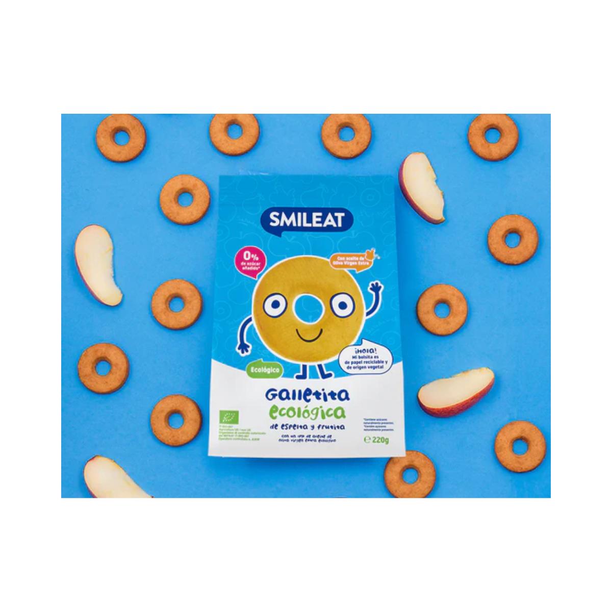 Pack 12x Bolachas infantis ECO de espelta com maçã Smileat, 220 g