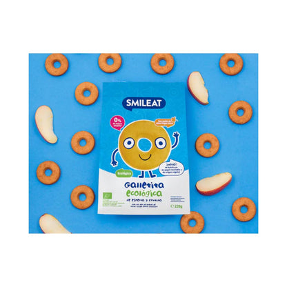 Pack 12x Bolachas infantis ECO de espelta com maçã Smileat, 220 g