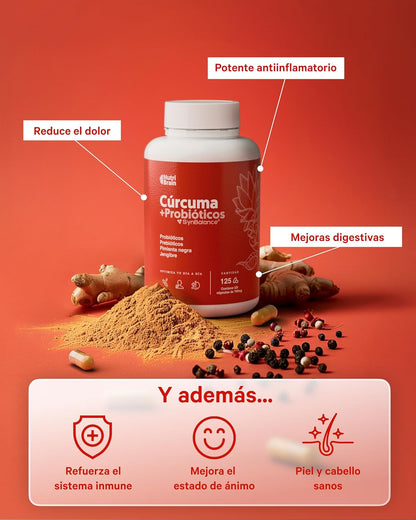 Cúrcuma Con Probióticos Antiinflamatorio Natural Nutribrain 125 Cápsulas_3
