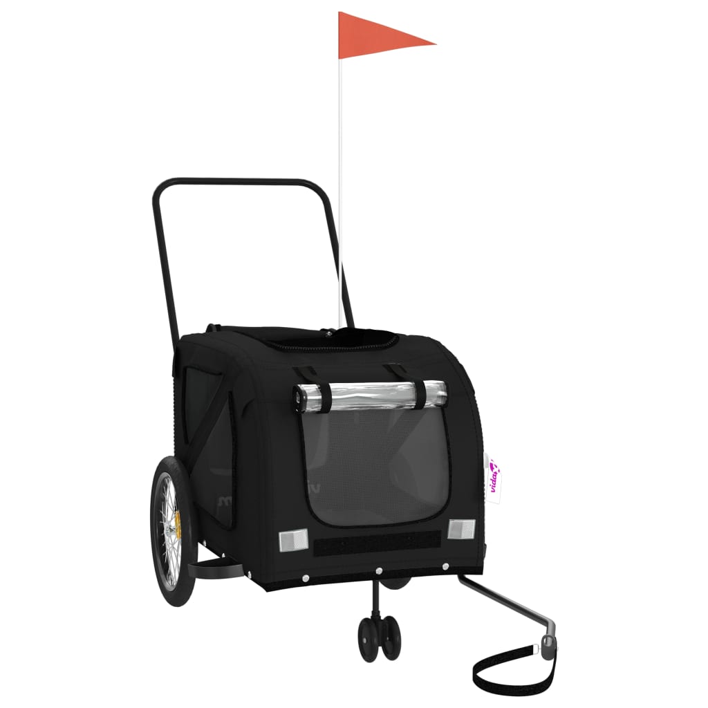 Remolque De Bicicleta Mascotas Hierro Tela Oxford Negro_2
