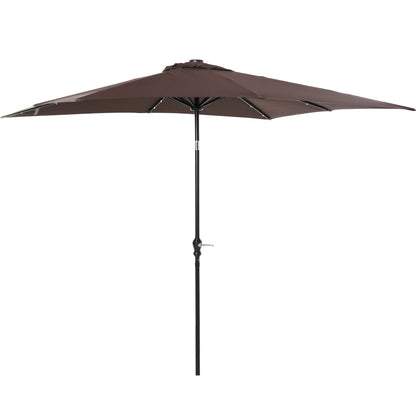 Outsunny Sombrilla De Jardín 2,7x2x2,5 M Con Techo Inclinable Luces Led Marrón_0