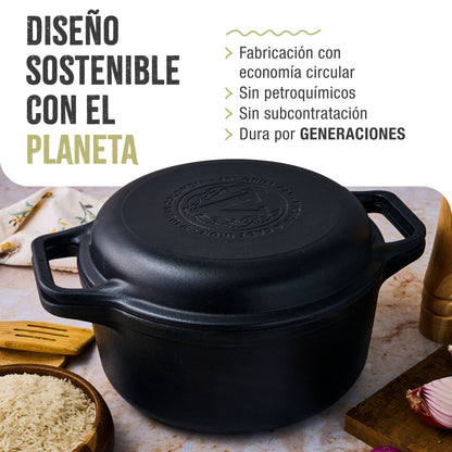 Victoria Horno Holandés Olla Inducción Hierro Fundido Curado 27cm, Tapa - Sartén, 5,7l, Sin Ptfe, 30940, Negro_5