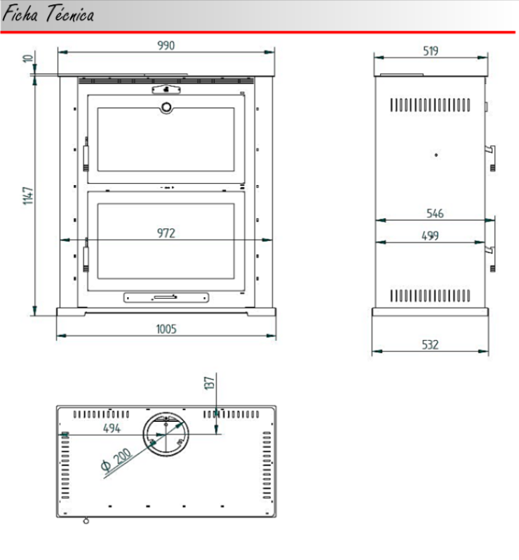 BRICOSOL Horno Leña FM - Interior Vermiculita - Modelo HL-200_3