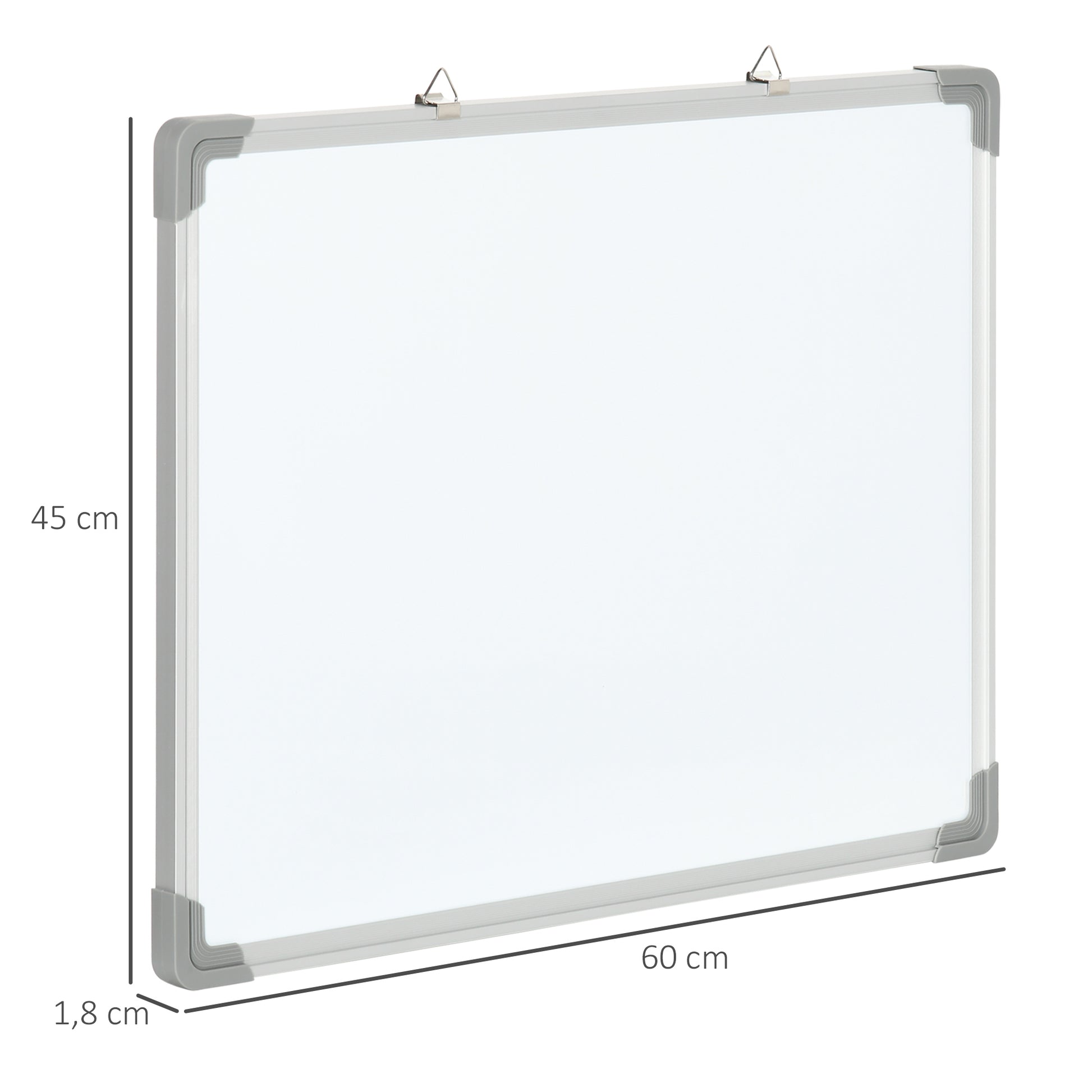 Homcom Pizarra Magnética Con Marco De Aleación Aluminio 60x45 Cm Borrado En Seco_2