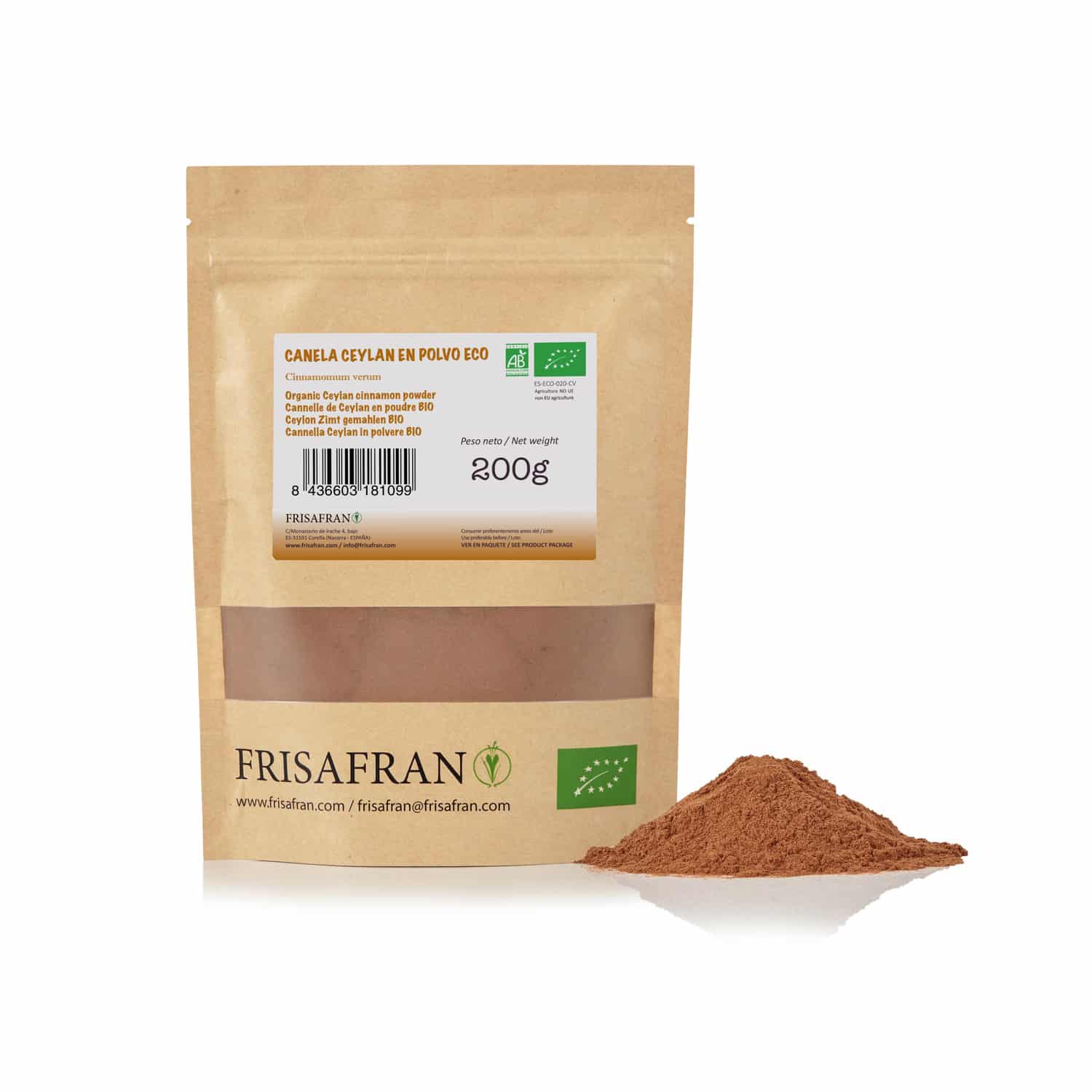 Canela Ceylan En Polvo Ecológica | Calidad | Frisafran 200 G_0