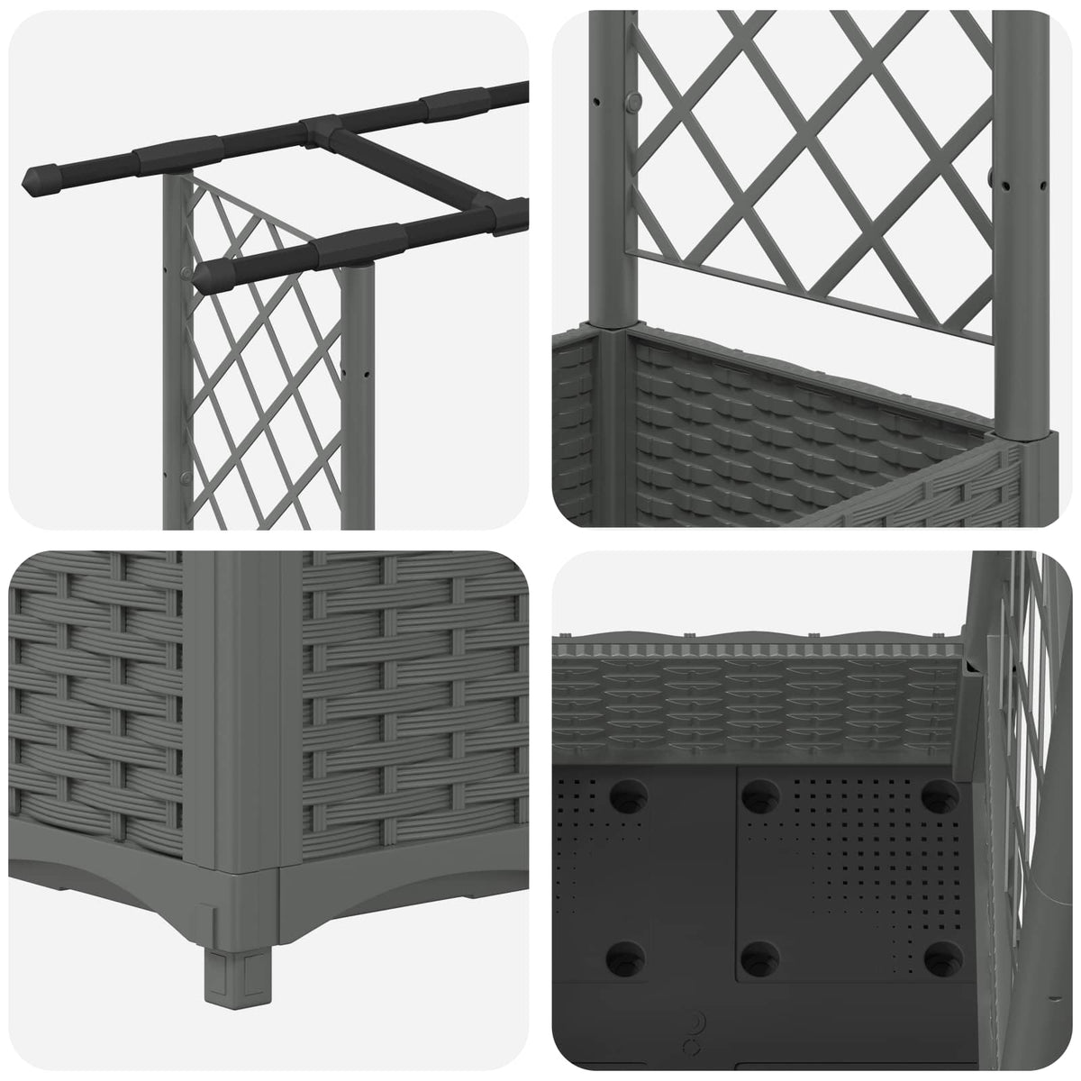 Cama Elevada Con Trellis Y Techo Gris Claro 164 X 40 X 121 Cm_5