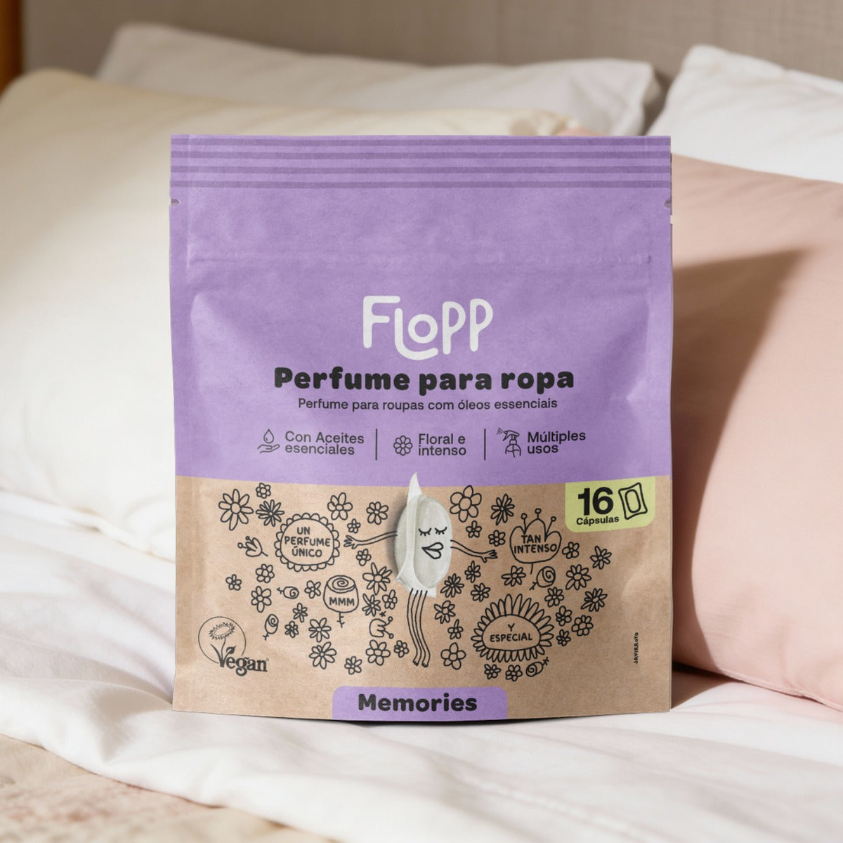 Perfumador Ropa Memories Flopp Eco 16 cápsulas