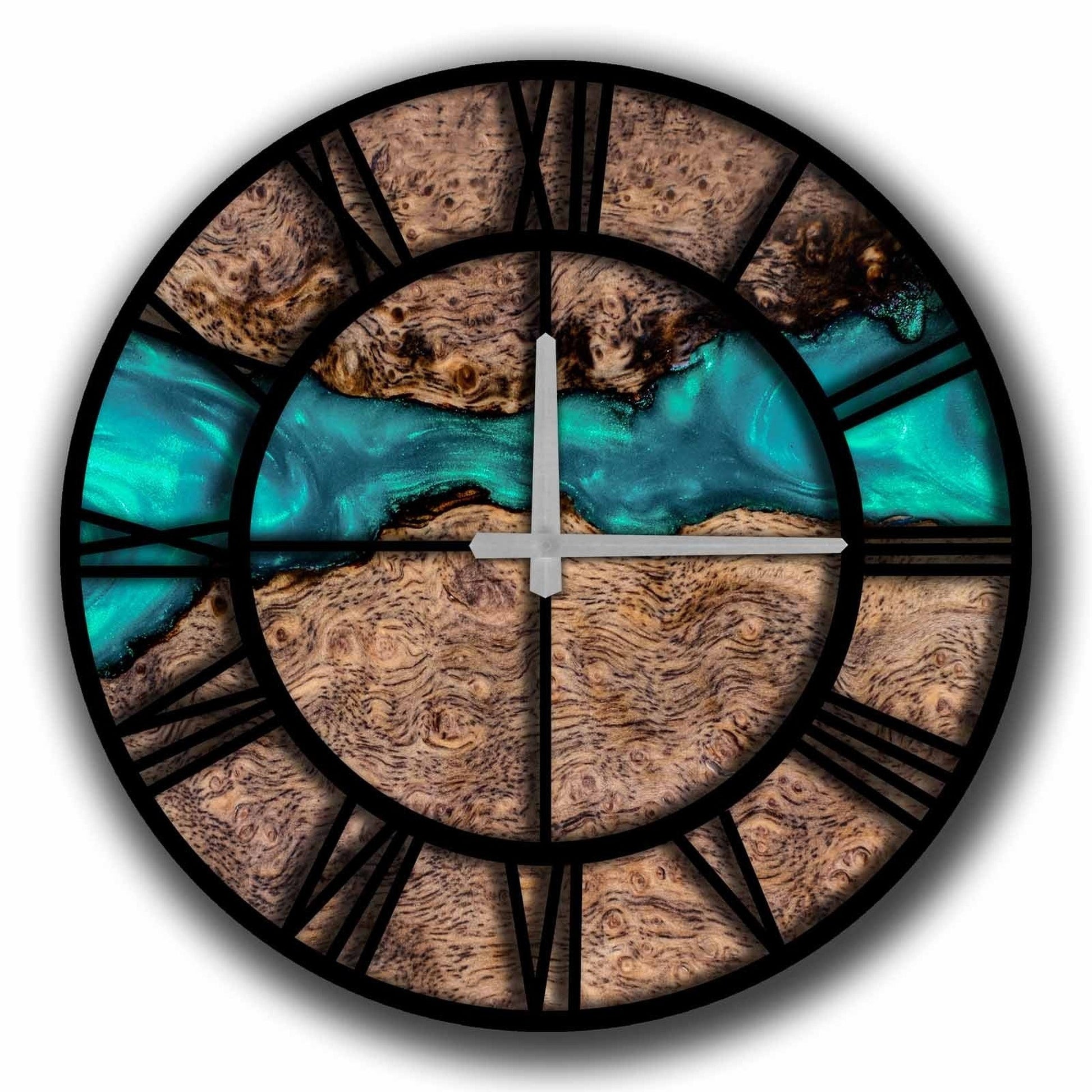 Reloj Mdf Azul Y Ocre_0