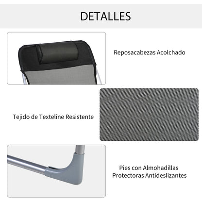 Outsunny Tumbona Plegable Y Reclinable Con Reposacabezas Y Respaldo Ajustable_5