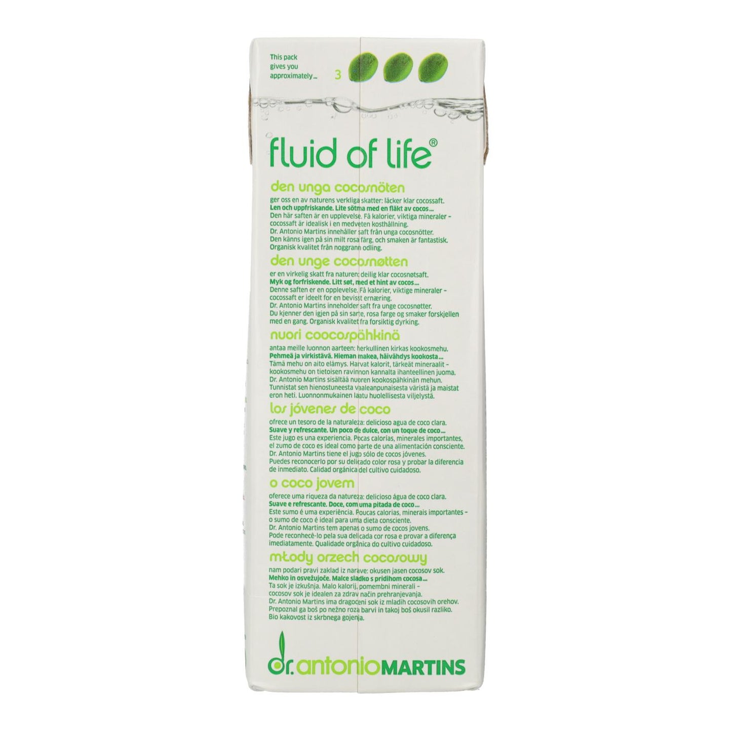 Embalagem de 6x Dr. Martins Água de Coco Natural 1 L