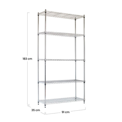 Estantería Metálica Con 5 Baldas Ajustables 182.8x91.4x35.5cm 400kg 7house_4