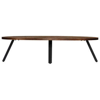 Mesa De Centro Ovalada De Teca Maciza Reciclada 120x60x30 Cm_2