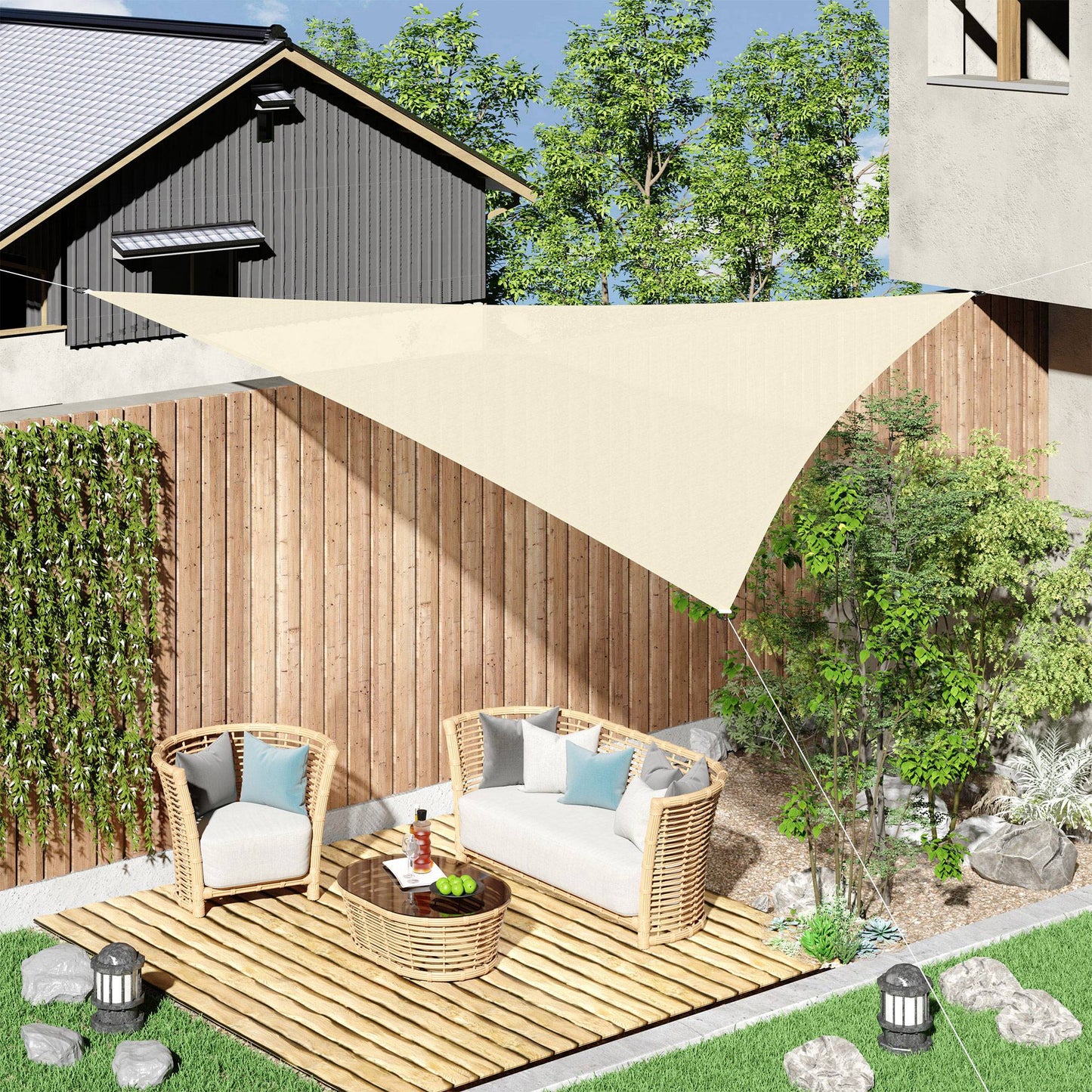 Outsunny Toldo Vela Sombrilla Parasol Triangulo Tejido De Hdpe 185 G/m²_1