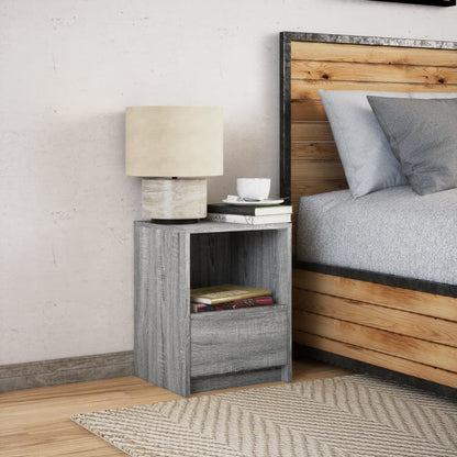 Mesita De Noche Con Luces Led Madera De Ingeniería Gris Sonoma_2