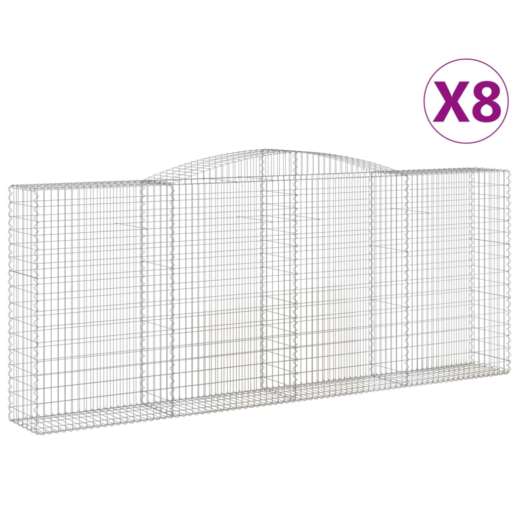 Cestas De Gaviones 8 Uds Forma De Arco Hierro 400x50x160/180 Cm_0