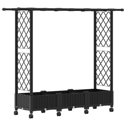 Cama Elevada Con Trellis Y Techo Negro 164 X 40 X 127 Cm Pp_0