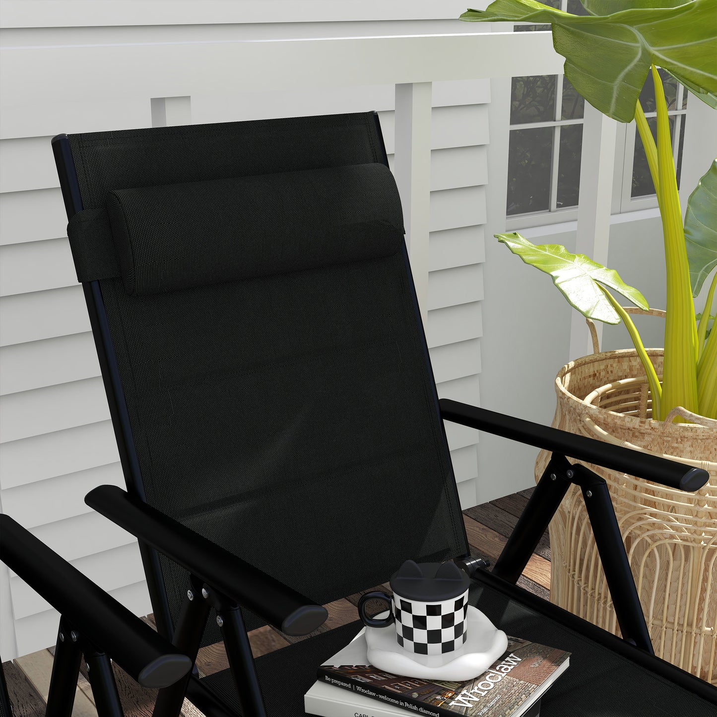 Outsunny Conjunto De 2 Sillas De Camping Plegables 54x67x108 Cm Negro_3