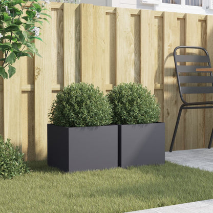 Jardineras 2 Unidades Acero Laminado En Frío Gris Antracita 32x30x29 Cm_2