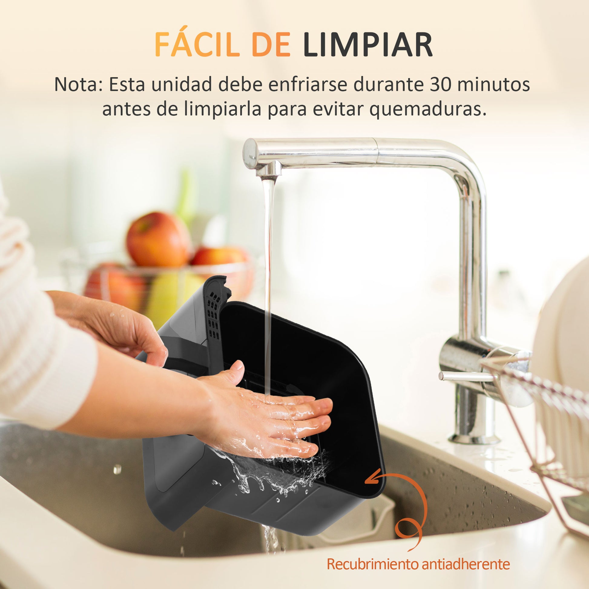 Homcom 4 En 1 Freidora Sin Aceite 6,5l 1350w Con 3 Programas 31x37,5x32 Cm_5