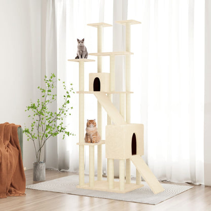 Rascador Para Gatos Con Postes De Sisal Crema 190 Cm_1