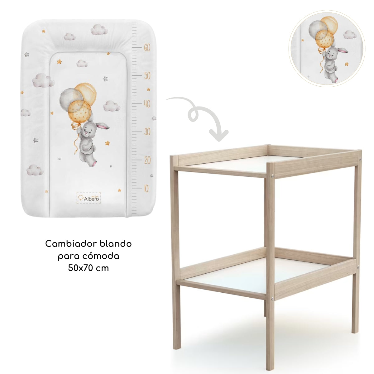 Cambiador Blando Para Comoda 70x50 Bunny_2