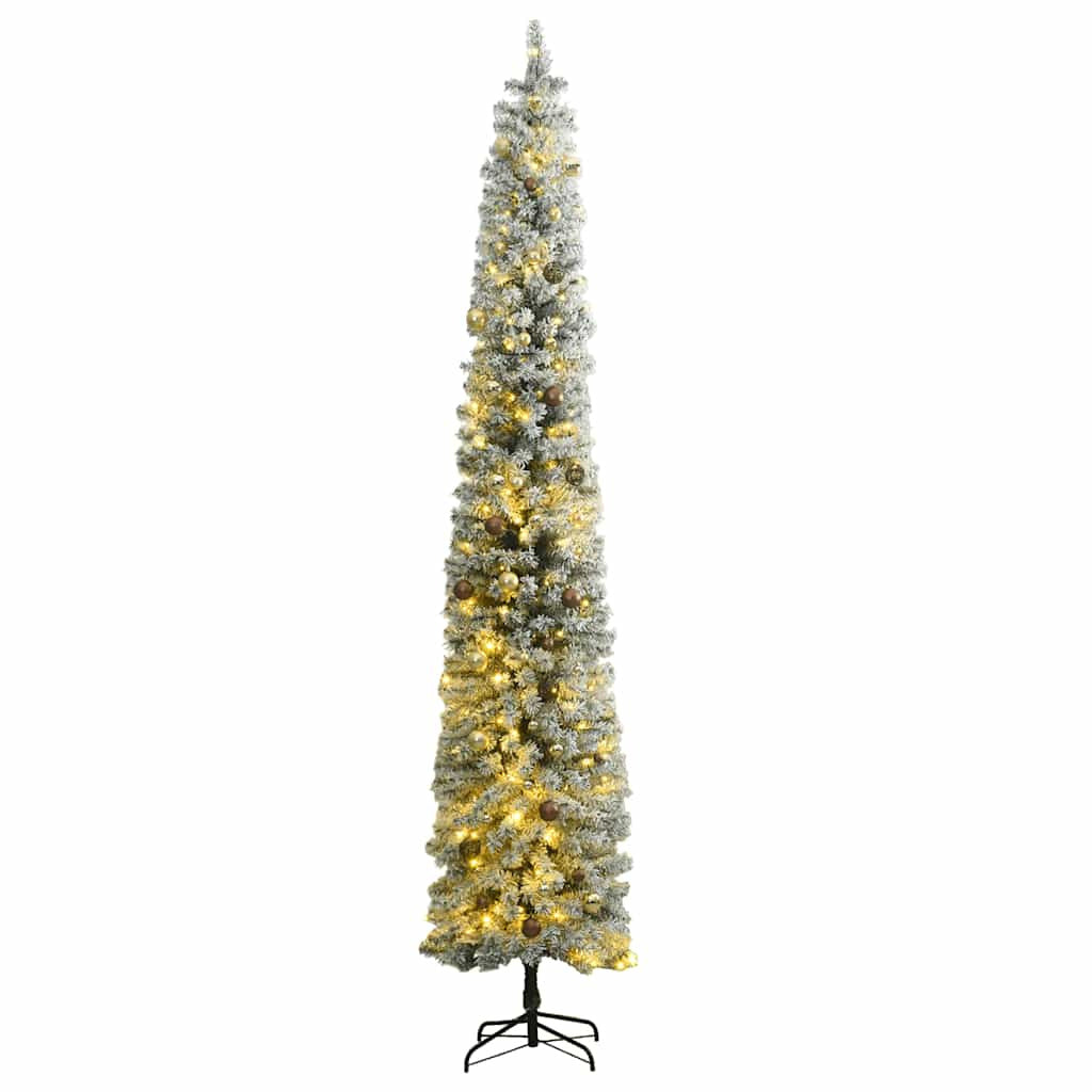Vidaxl Árbol De Navidad Estrecho Con 300 Led Y Bolas Y Nieve 270 Cm_0
