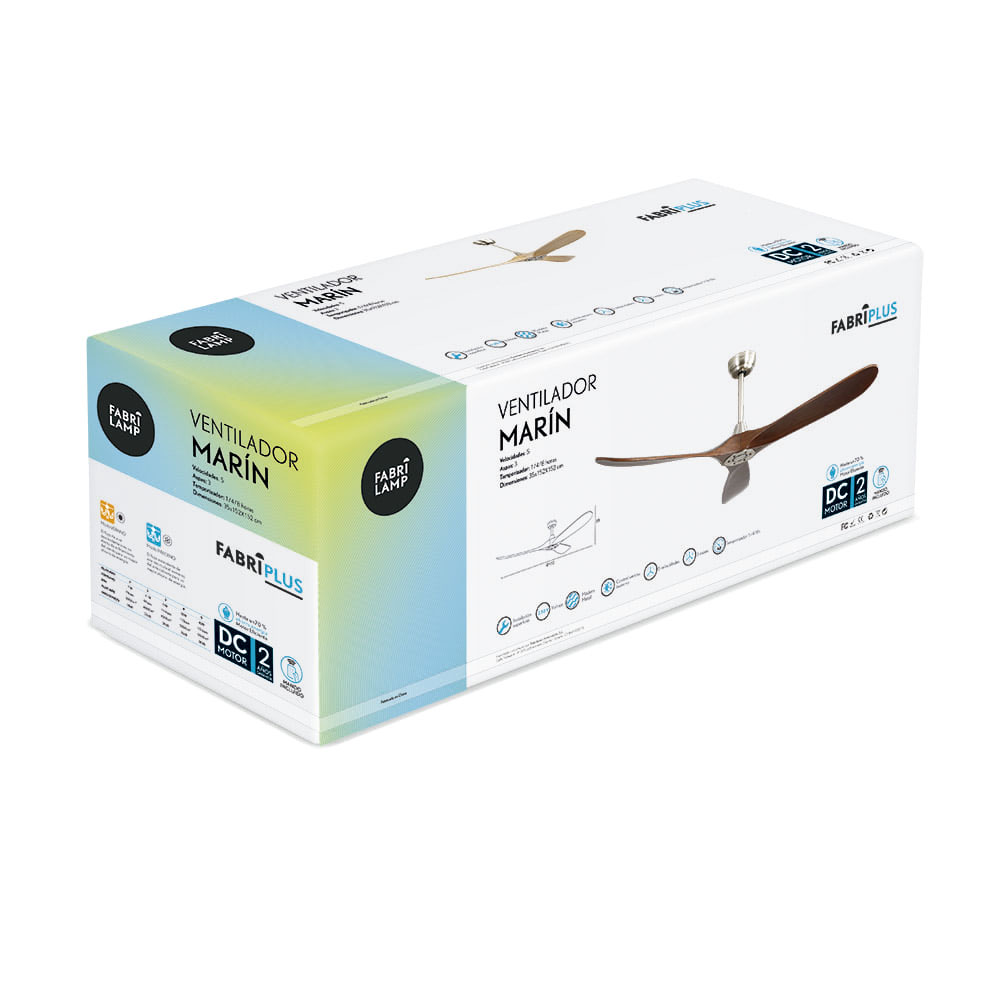 Ventilador Dc Marin Niquel 3 Aspas Roble Sin Luz 6 Velocidades Remoto Temporizador 152d 24_1