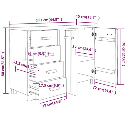 Aparador Hamar Madera De Pino Maciza Marrón Miel 113x40x80 Cm / Vetonek_1
