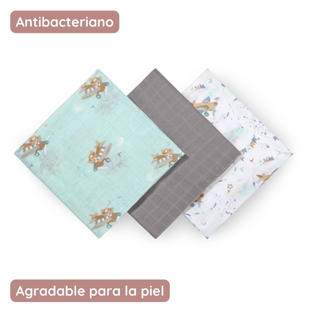Babyono Pack 3 Muselinas Natural Bambú Organico 70x70 Cm | Suavidad Superior Que Respeta La Piel De Tu Bebé_3