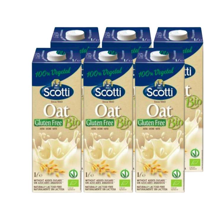 Embalagem de 6 bebidas de aveia orgânicas sem glúten Scotti 1 L