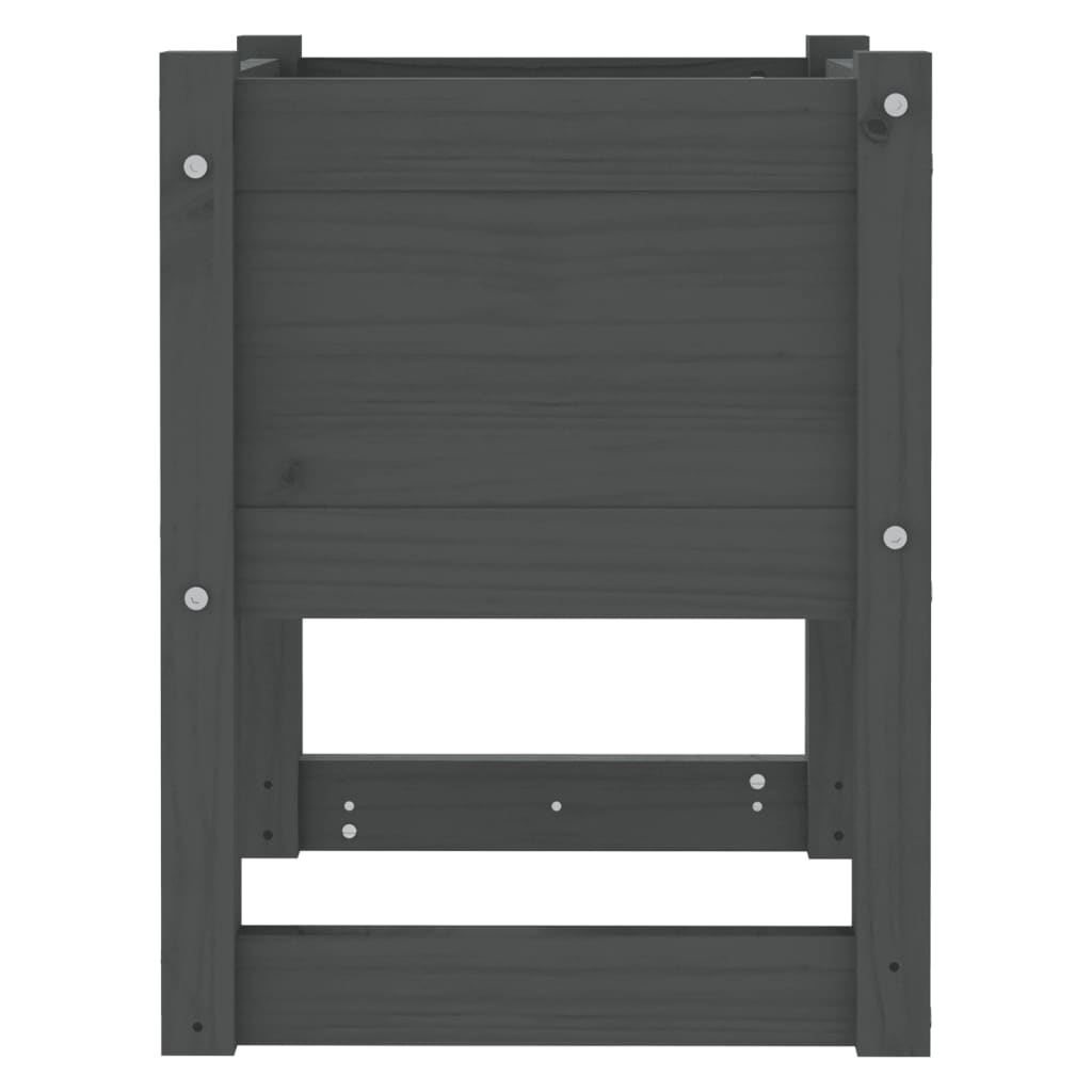 Jardinera 2 Unidades Madera Maciza De Pino Gris 40x40x52,5 Cm_5