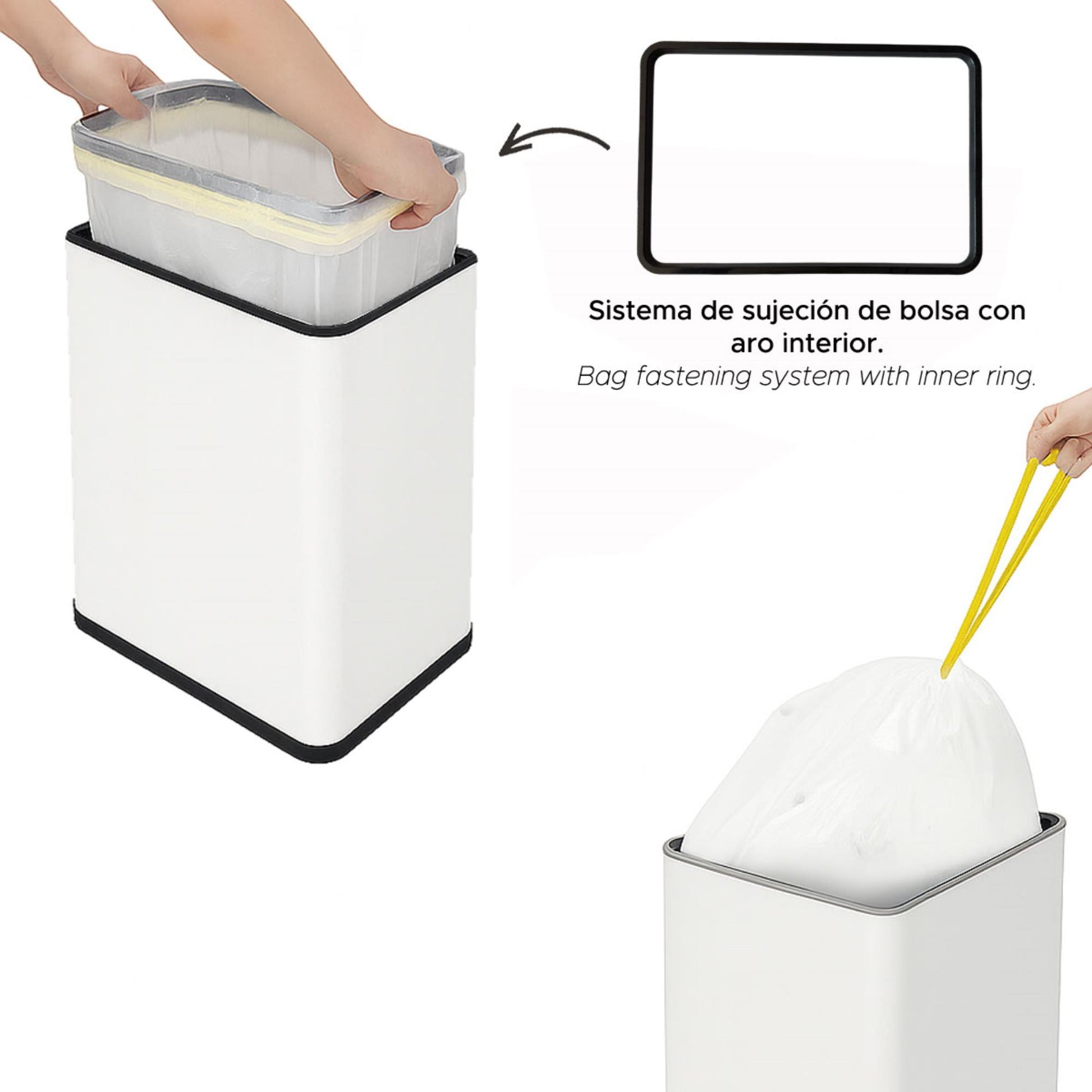 Cubo Basura 50l Blanco Acero Con Sensor Y Filtro Antiolor Wellhome_2
