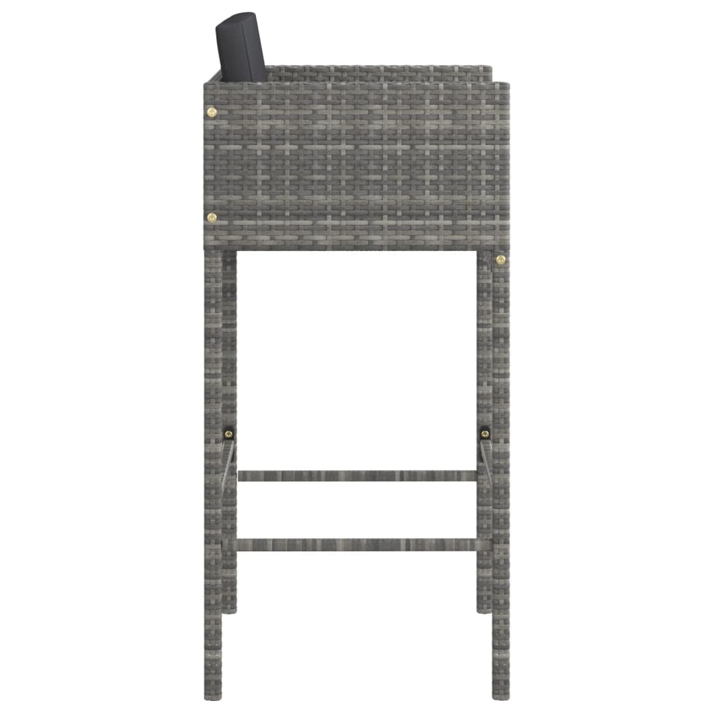 Taburetes De Barra De Cocina 4 Uds Con Cojines Ratán Pe Gris_3