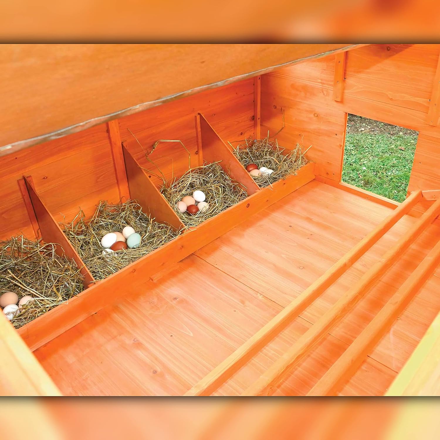 Gallinero Grande Para Exterior - Capacidad Para 8-12 Gallinas - Gallinero Calgary De Madera Con Cuatro Ponederos_3