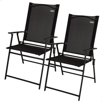 Aktive Pack 2 Sillas Plegables De Jardín Slim Negras Con Reposabrazos_0